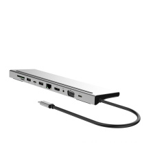 11 in 1 Type c  Hub Expansion Dock Laptop Docking Station Type C to HDMI VGA USB 3.0 SD RJ45 PD 3.5mm Audio  all in one HDD